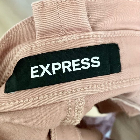 Express Dusty Rose Pink Tie-Front Paperbag Waist Super High Waisted Shorts - Picture 10 of 12